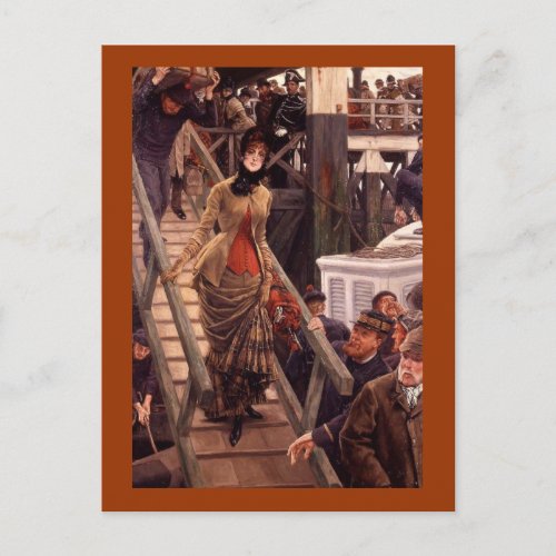 Victorian Lady Leave the Ship Postcard