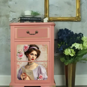 Victorian Lady Lilac Floral Script Decoupage Tissue Paper