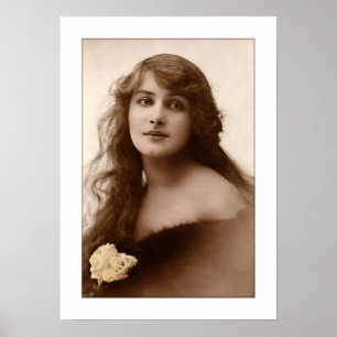 victorian lady, long hair profile poster