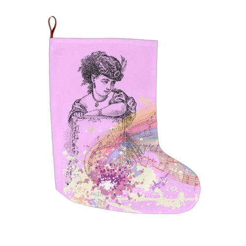 Victorian Lady Pink ColorSplash Christmas Stocking