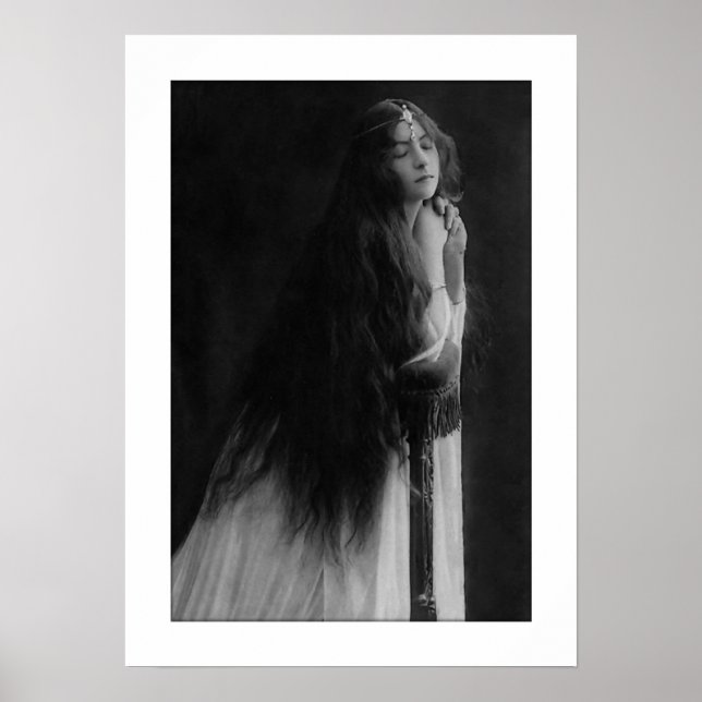 victorian lady prayer very long hair poster (Front)