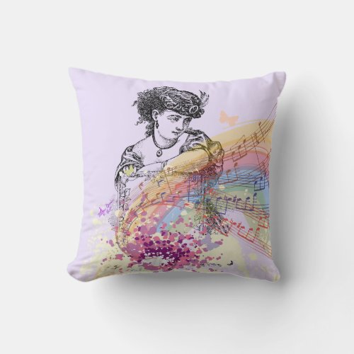 Victorian Lady PrettyPalePurple ColorSplash Pillow