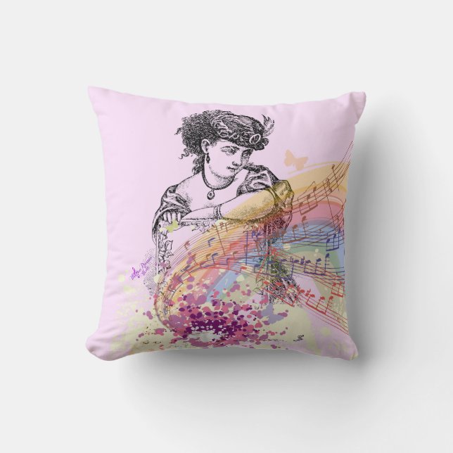 Victorian Lady PrettyPink ColorSplash Pillow (Front)