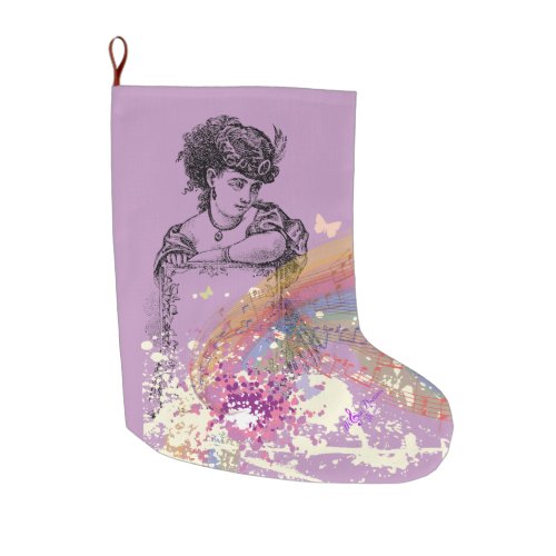 Victorian Lady PurpleColorSplashChristmas Stocking