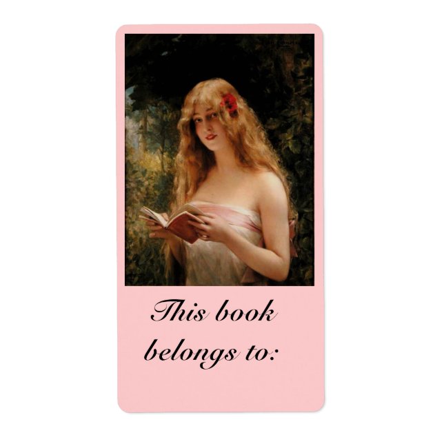 Victorian Lady Reading Book Label (Front)