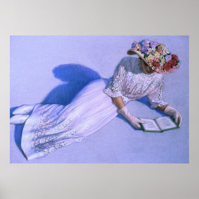Victorian Lady Reading Elegant Decor Art Poster (Front)