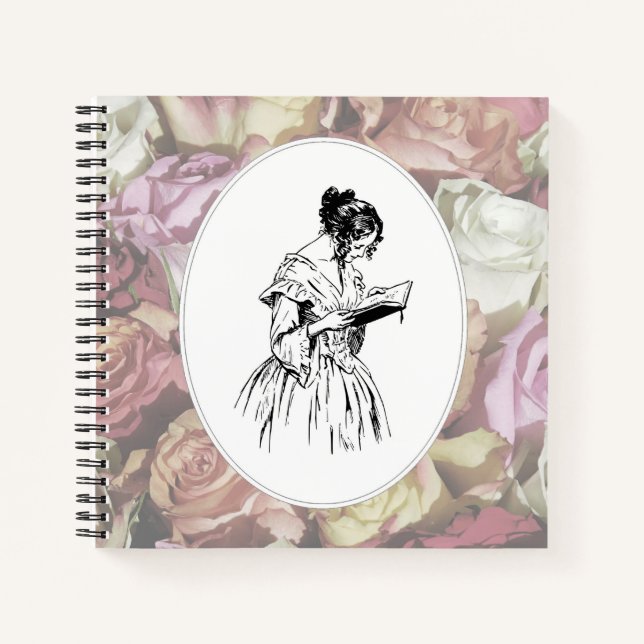 Victorian Lady Reading Notebook (Front)