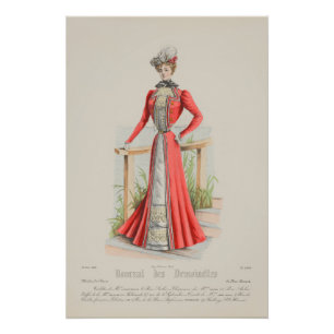 Victorian Lady Red Dress French Fashion Vintage Ad Poster