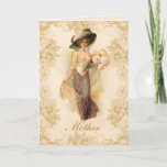 Victorian Lady Vintage Flowers Mothers Day Card at Zazzle
