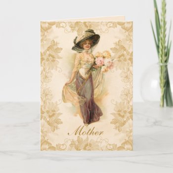Victorian Lady Vintage Flowers Mothers Day Card by SimpleElegance at Zazzle