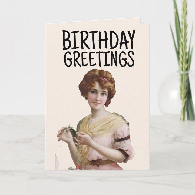 VICTORIAN LADY VINTAGE Greeting Cards card (Front)