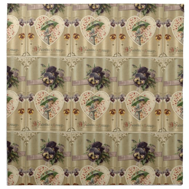 Victorian Lady Vintage Valentine's Day  Napkin (Front)