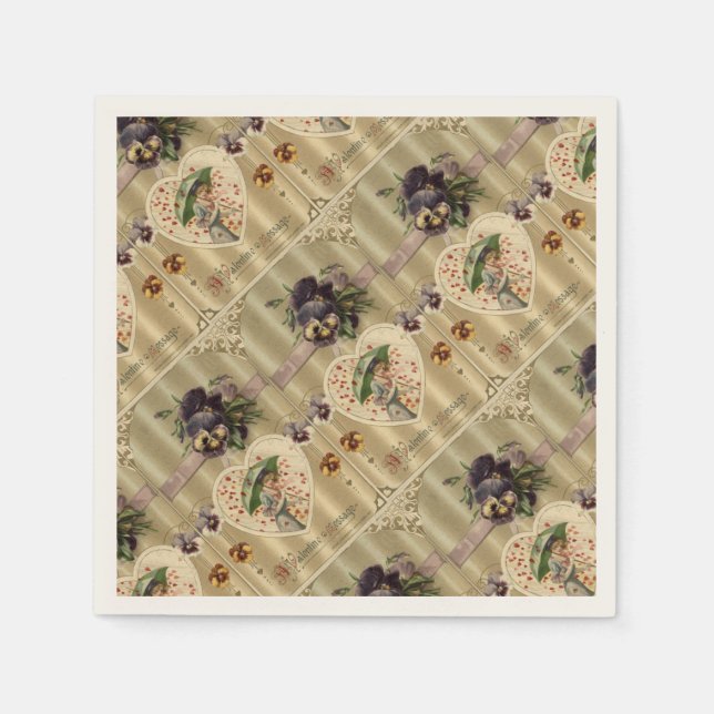 Victorian Lady Vintage Valentine's Day  Paper Napkins (Front)