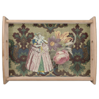 Victorian Lady with Floral Tapestry Serving Tray