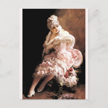 Victorian Lady With Flowers And Mask Painting Postcard by EDDESIGNS at Zazzle