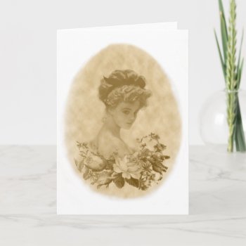 Victorian Lady With Flowers Greeting Card by DesignsbyLisa at Zazzle