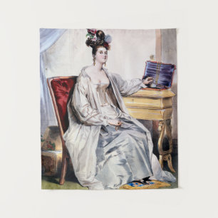 Victorian Lady with Jewelry Box - Elegant Vintage Tapestry