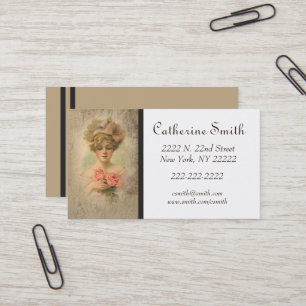 Victorian Lady With Roses Calling/  Business Card