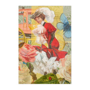 Victorian Lady Woman Elegant Rich Red Illustration Acrylic Print