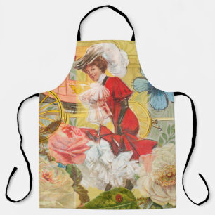 Victorian Lady Woman Elegant Rich Red Illustration Apron