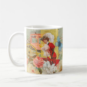 Victorian Lady Woman Elegant Rich Red Illustration Coffee Mug