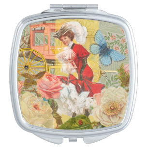 Victorian Lady Woman Elegant Rich Red Illustration Compact Mirror