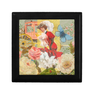 Victorian Lady Woman Elegant Rich Red Illustration Gift Box