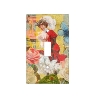 Victorian Lady Woman Elegant Rich Red Illustration Light Switch Cover