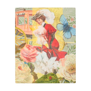 Victorian Lady Woman Elegant Rich Red Illustration Metal Print
