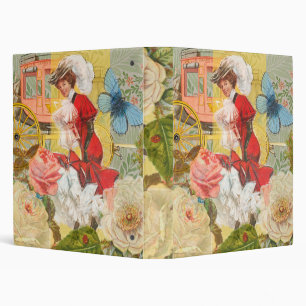 Victorian Lady Woman Fun Carriage 3 Ring Binder