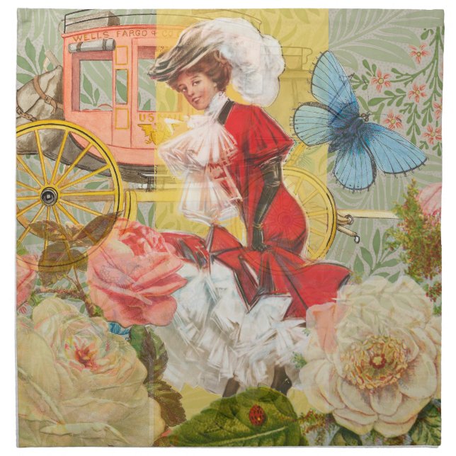 Victorian Lady Woman Fun Carriage Cloth Napkin (Front)