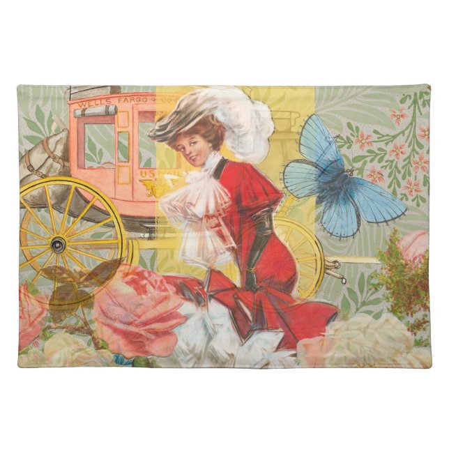 Victorian Lady Woman Fun Carriage Cloth Placemat (Front)