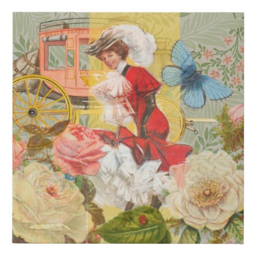 Victorian Lady Woman Fun Carriage Faux Canvas Print