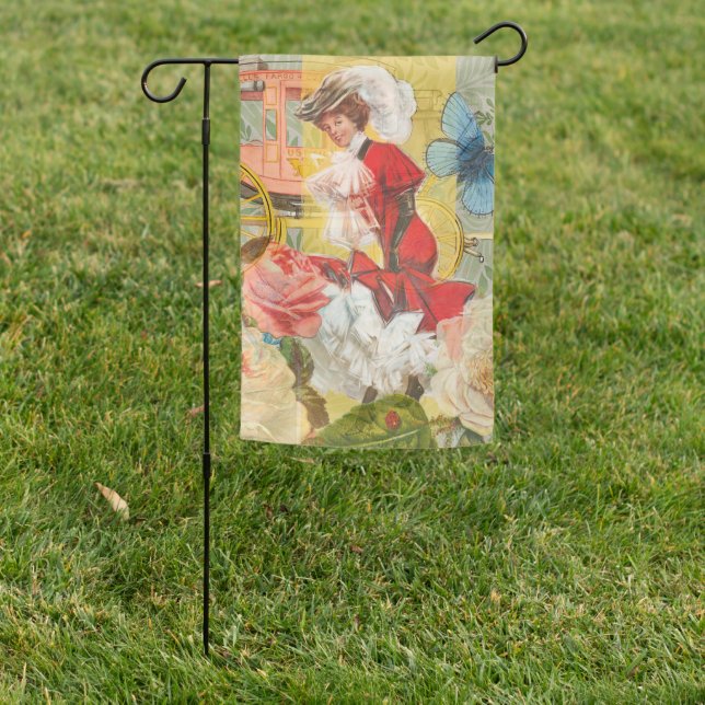 Victorian Lady Woman Fun Carriage Garden Flag (In SItu)
