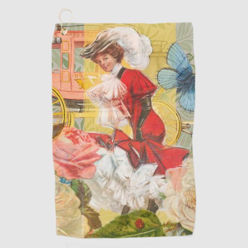 Victorian Lady Woman Fun Carriage Golf Towel