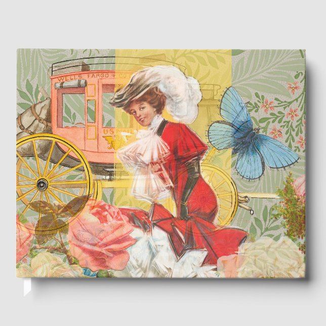 Victorian Lady Woman Fun Carriage Guest Book (Front)