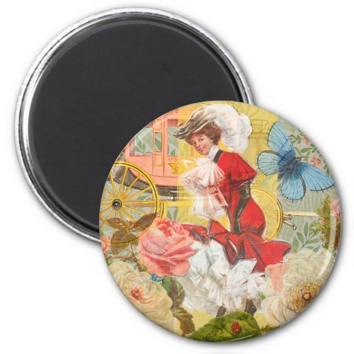 Victorian Lady Woman Fun Carriage Magnet