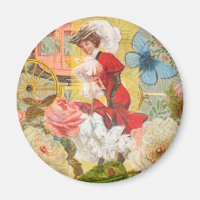 Victorian Lady Woman Fun Carriage Magnet (Front)