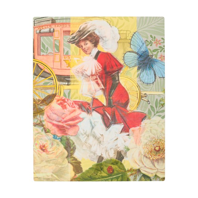 Victorian Lady Woman Fun Carriage Metal Print (Front)