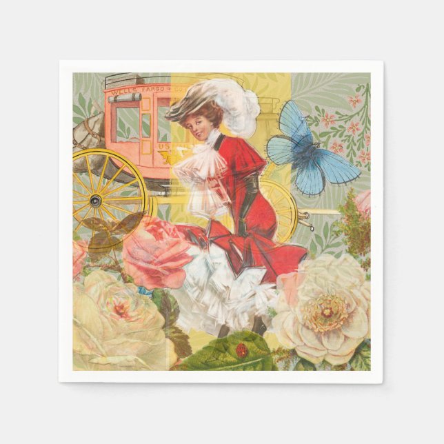 Victorian Lady Woman Fun Carriage Napkins (Front)