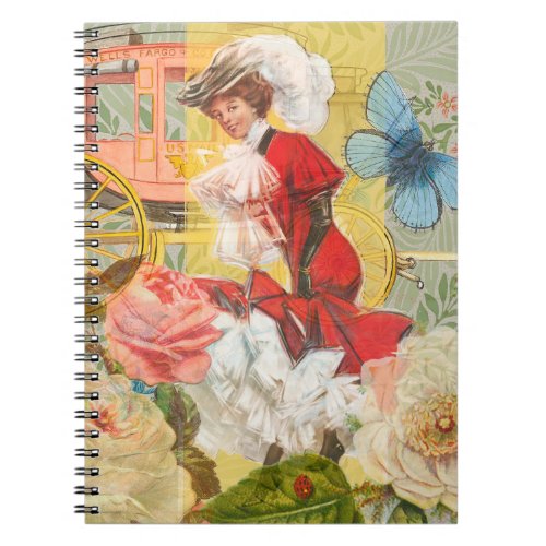 Victorian Lady Woman Fun Carriage Notebook