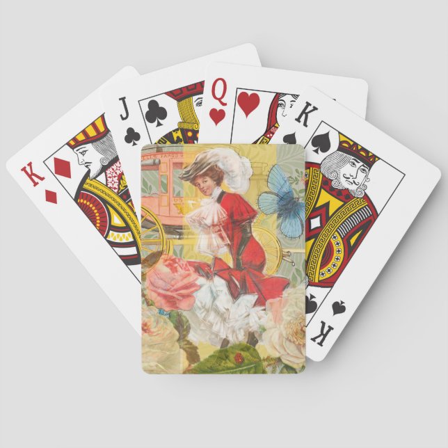 Victorian Lady Woman Fun Carriage Poker Cards (Back)