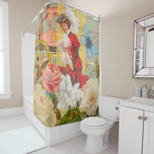 Victorian Lady Woman Fun Carriage Shower Curtain
