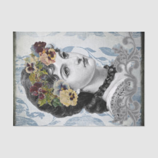 Victorian Lady Woman with Pansies in Her Hair Tissue Paper