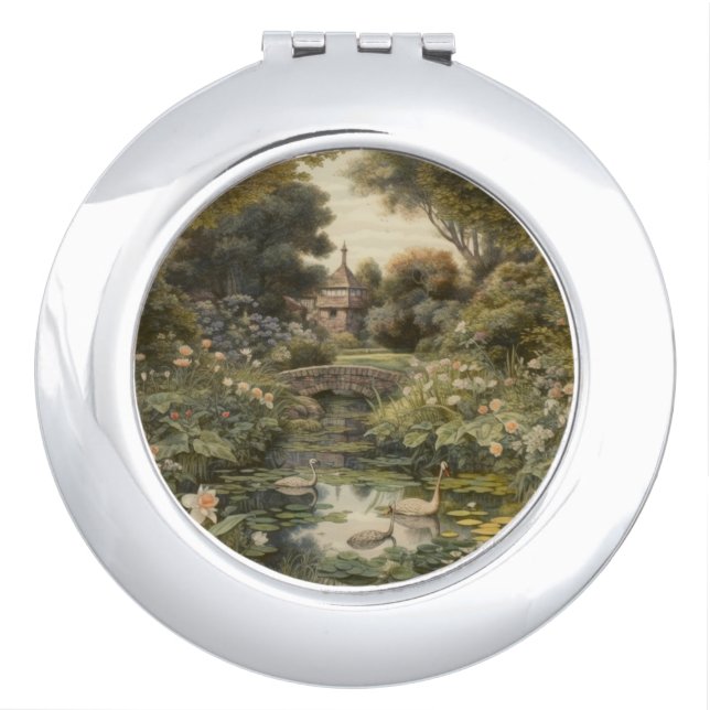 Victorian Lakeside Sanctuary Heritage Art Compact Mirror (Front)