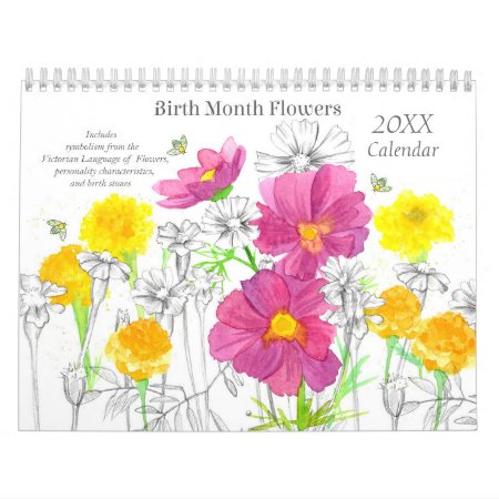 Victorian Language Of Flowers Birth Month Calendar