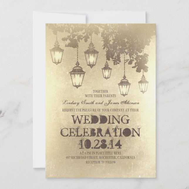 Victorian Lanterns wedding invitations (Front)