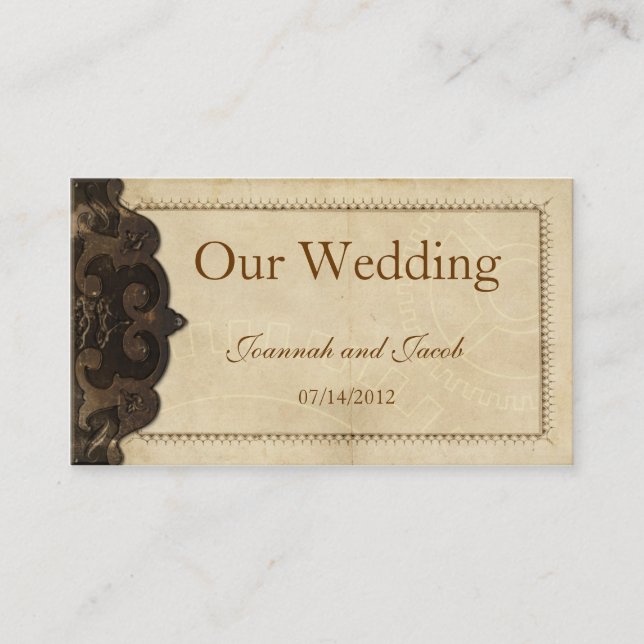 Victorian Leather  Steampunk Wedding Website Card (Front)