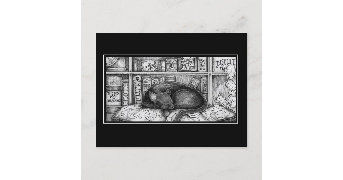 Victorian Library Cat Postcard | Zazzle