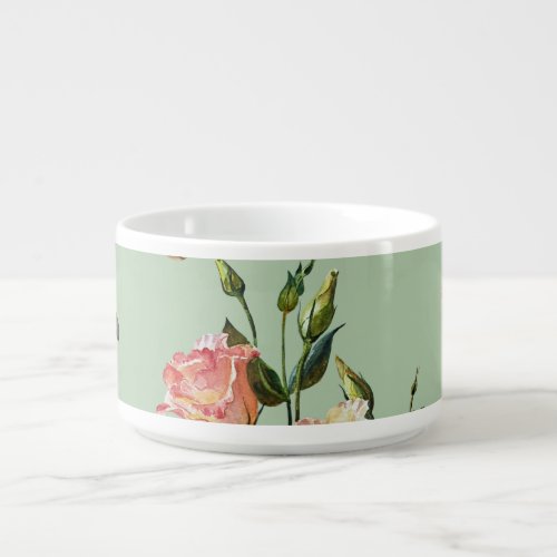 Victorian Lisianthus Olive Floral Watercolor Bowl